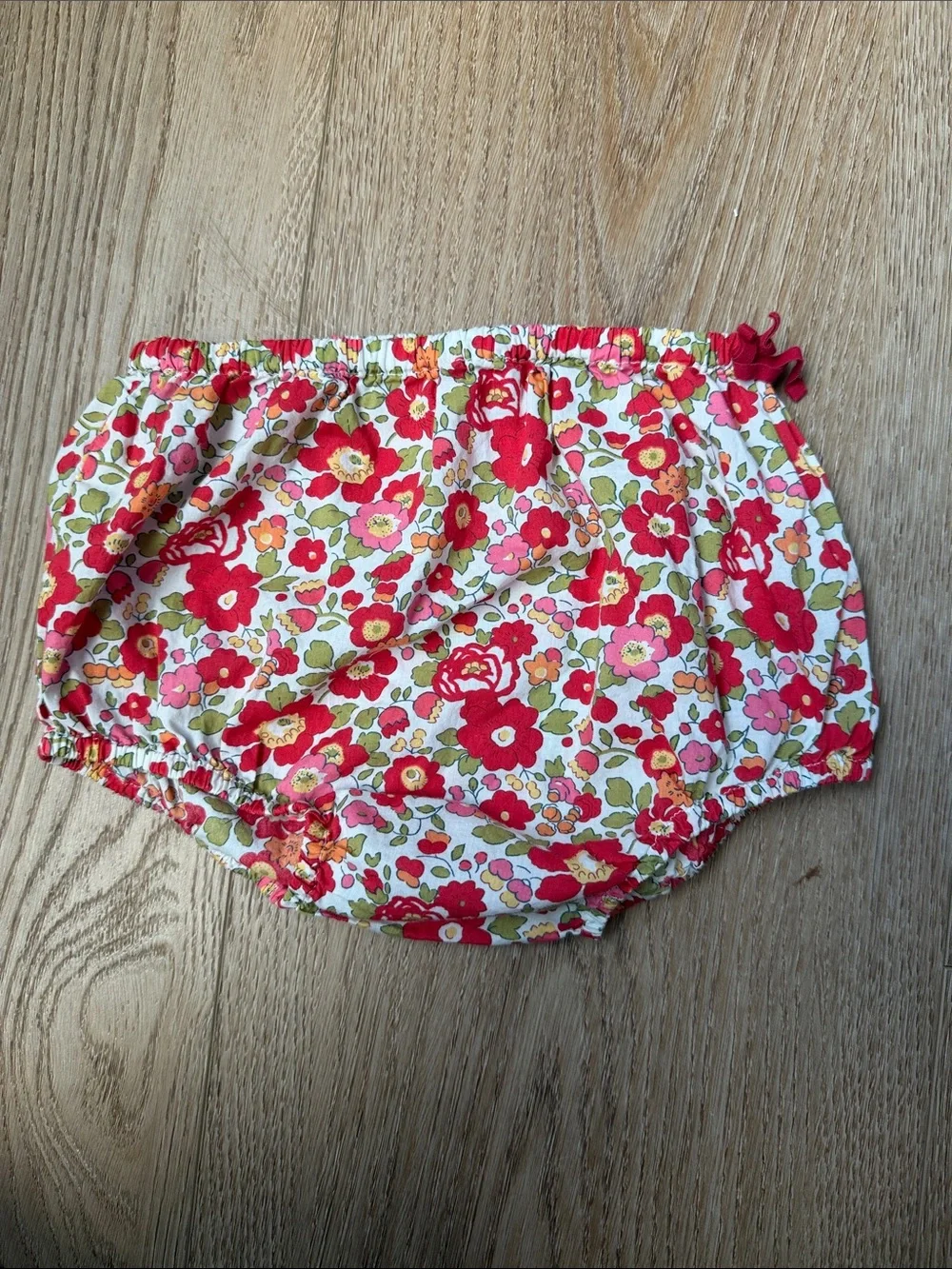 Jacadi Floral Cotton Diaper Cover in Red and Pink